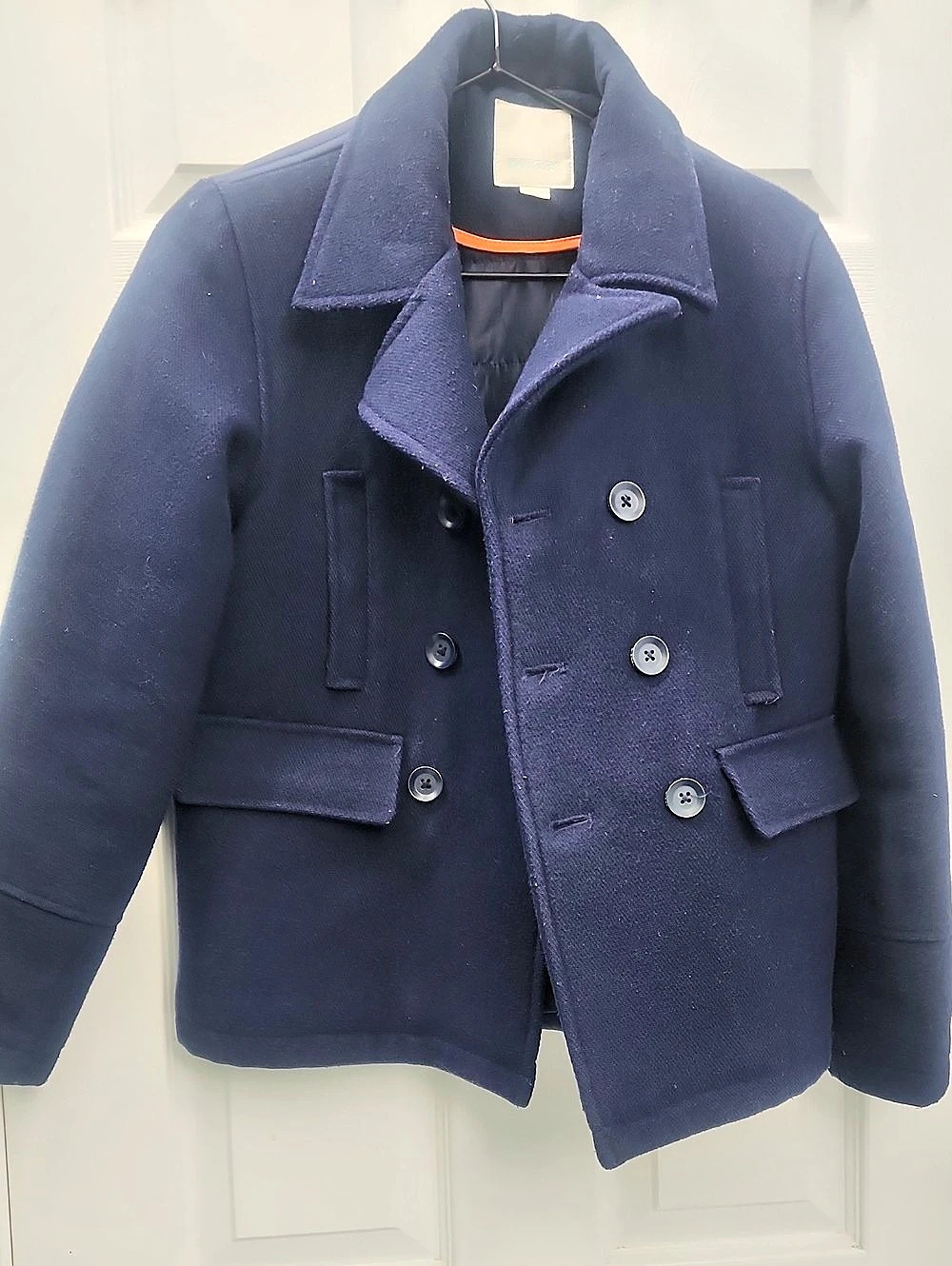 DIESEL Wool Blend Pea Coat Navy BOYS